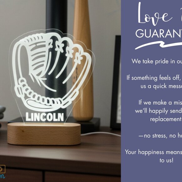 Personalized Baseball Night Light – Custom LED Lamp for Sports Fans - Picture 6 of 8